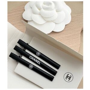 Chanel Black Hair Clips Set Of Three